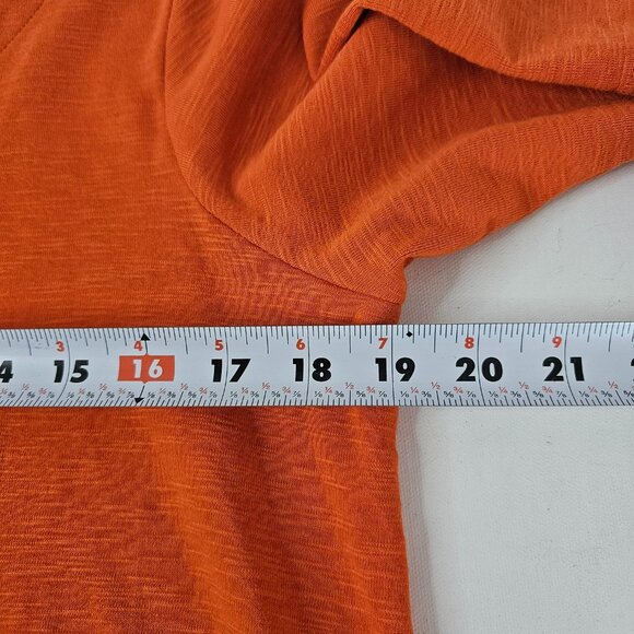 J. Jill 100% Pima Cotton Slub Tee Scoop Neck Side Split Size M Petite Orange Top - Picture 5 of 9